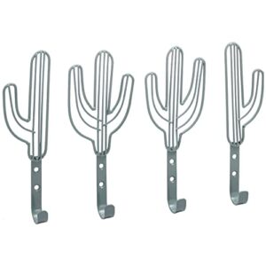 mygift wall mounted green metal coat hooks with cute cactus shaped design, decorative hooks for hanging hat, coat, towel, leash, laynard, set of 6
