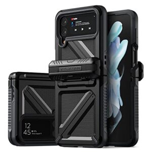 vrs design terra guard ultimate phone case for galaxy z flip 4 5g (2022), premium sturdy hinge protection case (matte black)