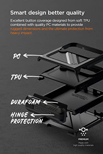 VRS DESIGN Terra Guard Ultimate Phone Case for Galaxy Z Flip 4 5G (2022), Premium Sturdy Hinge Protection Case (Matte Black)