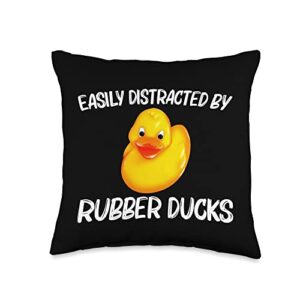 cool rubber duck gifts toy duck accessories & stuf funny art for men women kids rubber ducks duckie throw pillow, 16x16, multicolor