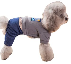 laidapets pet clothes dog warm embroidery jacket jeans, puppy cat cold weather coat dog clothes for small medium dogs