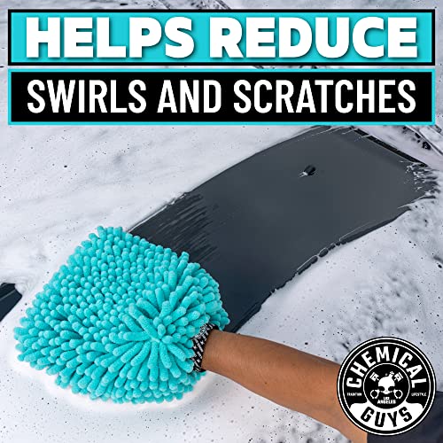 Chemical Guys MIC513 Big Noodle Chenille Microfiber Scratch Free Supersized Car Wash Mitt for Cars, Trucks, SUVs, RVs & More, Turquoise (11" x 12")