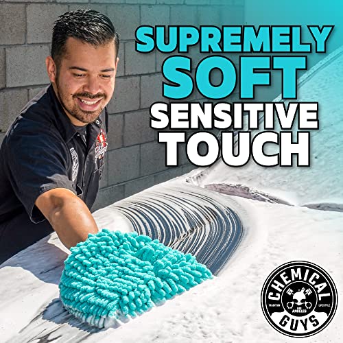 Chemical Guys MIC513 Big Noodle Chenille Microfiber Scratch Free Supersized Car Wash Mitt for Cars, Trucks, SUVs, RVs & More, Turquoise (11" x 12")