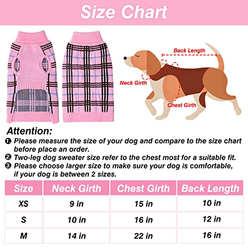 DILLYBUD Small Dog Sweaters, Dog Clothes Turtleneck Plaid Knitwear Pet Sweater Pullover for Puppy Doggie Cat Girls or Boys, Dog Apparel Coat for Fall Winter Cold Weather Indoor or Outdoor Size S,XS,M