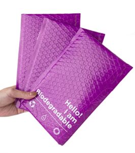 kipulu™ 100% biodegradable bubble mailers,25pcs padded packaging wrap envelopes pouches eco friendly no glue, no plastic, christmas wrapping (6 x 10 purple)