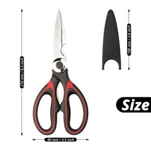 defutay Kitchen Shears with Protective Sheath - Heavy Duty Kitchen Scissors Meat Scissors Stainless Steel Multipurpose Utility Scissors - Food Scissors for Chicken, Poultry, Fish, Herbs (Black Red)