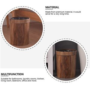 Tofficu Bathroom Vintage Trash Can Retro Waste Bin Wood Pattern Garbage Container Large Wastebaskets Decorative Rubbish Bin for Bedroom Home Office Living Room Car Decor Car Decor