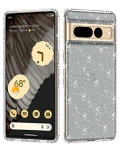 lamcase google pixel 7 pro (2022) case - crystal clear glitter tpu slim shockproof cover for women & girls