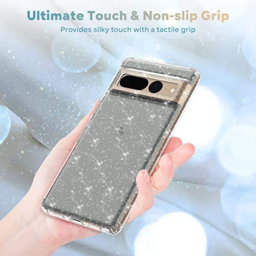 Lamcase Google Pixel 7 Pro (2022) Case - Crystal Clear Glitter TPU Slim Shockproof Cover for Women & Girls