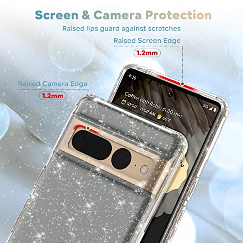 Lamcase Google Pixel 7 Pro (2022) Case - Crystal Clear Glitter TPU Slim Shockproof Cover for Women & Girls