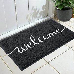 fireosma doormat, outdoor indoor welcome mat, durable non-slip easy to clean front doormat, entrance rectangular doormat, for high traffic areas (30" x 17.5", black)