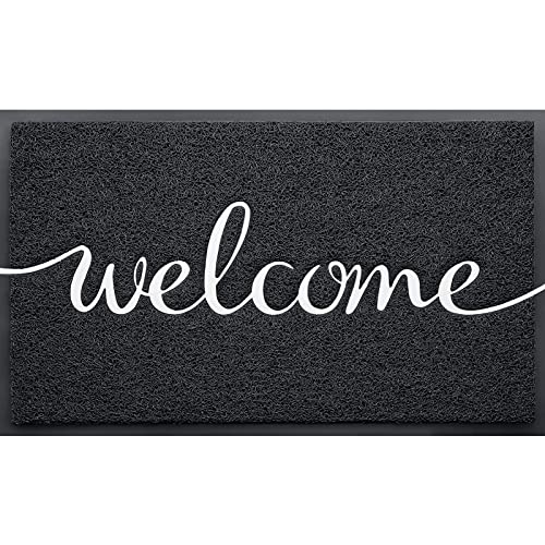 Fireosma Doormat, Outdoor Indoor Welcome mat, Durable Non-Slip Easy to Clean Front Doormat, Entrance Rectangular Doormat, for high Traffic Areas (30" x 17.5", Black)