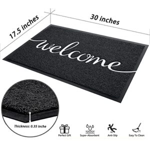 Fireosma Doormat, Outdoor Indoor Welcome mat, Durable Non-Slip Easy to Clean Front Doormat, Entrance Rectangular Doormat, for high Traffic Areas (30" x 17.5", Black)