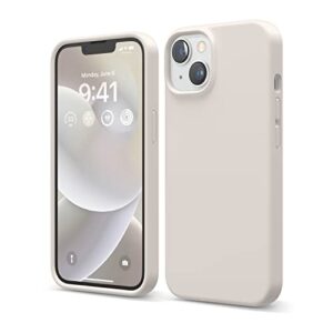 elago compatible with iphone 14 case, liquid silicone case, full body protective cover, shockproof, slim phone case, anti-scratch soft microfiber lining, 6.1 inch (stone)