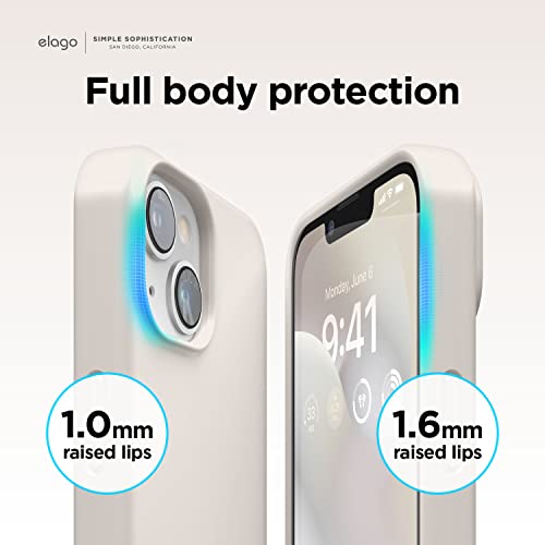 elago Compatible with iPhone 14 Case, Liquid Silicone Case, Full Body Protective Cover, Shockproof, Slim Phone Case, Anti-Scratch Soft Microfiber Lining, 6.1 inch (Stone)