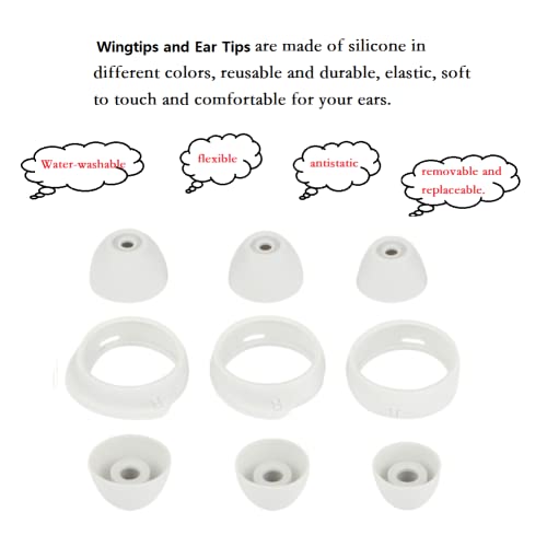 CYADCI Earbud Tips 3 Pairs Replacement Wingtips and Ear Tips Galaxy Buds Replacement Eartips Silicone Earbud Tips Set Compatible with Samsung Galaxy Buds SM-R170 & Galaxy Buds SM-R175 Earphones，Silver