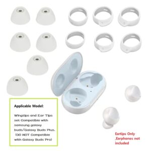 CYADCI Earbud Tips 3 Pairs Replacement Wingtips and Ear Tips Galaxy Buds Replacement Eartips Silicone Earbud Tips Set Compatible with Samsung Galaxy Buds SM-R170 & Galaxy Buds SM-R175 Earphones，Silver