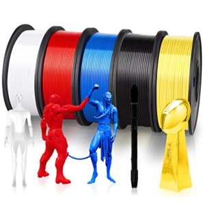 pla 3d printer filament bundle, 1.75mm 3d printer filament, acurracy +/- 0.02mm, 250gx5 spools, 1.25 kg in total, 5 colors 3d printer filament pack, no clogging&bubble, fit for 3d pen and fdm printer