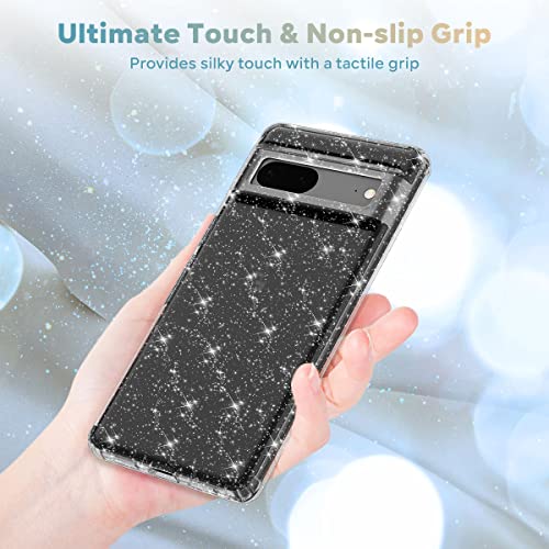 Lamcase for Google Pixel 7 Case, Crystal Clear Bling Sparkly Glitter Shiny Soft Flexible TPU Slim Drop Protection Rugged Shockproof for Women Girls Cover for Google Pixel 7 (2022), Glitter