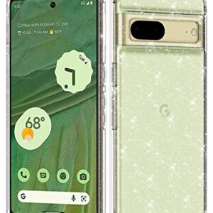 Lamcase for Google Pixel 7 Case, Crystal Clear Bling Sparkly Glitter Shiny Soft Flexible TPU Slim Drop Protection Rugged Shockproof for Women Girls Cover for Google Pixel 7 (2022), Glitter