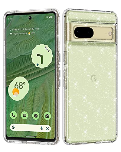 Lamcase for Google Pixel 7 Case, Crystal Clear Bling Sparkly Glitter Shiny Soft Flexible TPU Slim Drop Protection Rugged Shockproof for Women Girls Cover for Google Pixel 7 (2022), Glitter