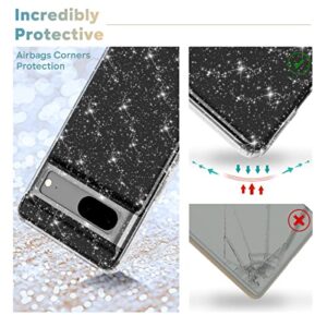 Lamcase for Google Pixel 7 Case, Crystal Clear Bling Sparkly Glitter Shiny Soft Flexible TPU Slim Drop Protection Rugged Shockproof for Women Girls Cover for Google Pixel 7 (2022), Glitter