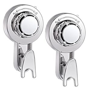 ootsr suction cup hooks,silver heavy duty vacuum suction cup hooks removable strong window glass door suction hangers kitchen bathroom shower wall hooks for towel loofah utensils wreath - 2 pcs