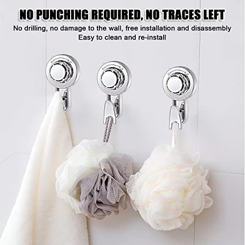 OOTSR Suction Cup Hooks,Silver Heavy Duty Vacuum Suction Cup Hooks Removable Strong Window Glass Door Suction Hangers Kitchen Bathroom Shower Wall Hooks for Towel Loofah Utensils Wreath - 2 Pcs