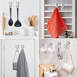 OOTSR Suction Cup Hooks,Silver Heavy Duty Vacuum Suction Cup Hooks Removable Strong Window Glass Door Suction Hangers Kitchen Bathroom Shower Wall Hooks for Towel Loofah Utensils Wreath - 2 Pcs