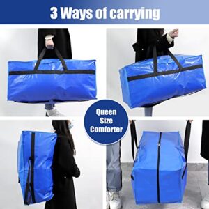 Fixwal Heavy Duty Extra Large Moving Bags Storage Bags Totes with Backpack Straps Strong Handles & Zippers Clothes Moving Supplies Packing Bags for Space Saving (Blue 6 Pack)