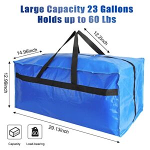 Fixwal Heavy Duty Extra Large Moving Bags Storage Bags Totes with Backpack Straps Strong Handles & Zippers Clothes Moving Supplies Packing Bags for Space Saving (Blue 6 Pack)