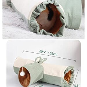 Guinea Pig Hideout Tunnel/Bed, Hamster Hideout,Guinea Pig Bed,Small Animal Bed,Fleece Small Pet Bunny Ferret Hideaway Play Toy, Tunnel Hideout Tubes (Bunny Ear Tunnel-Green)