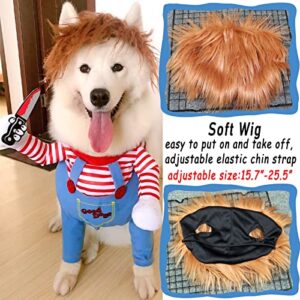 Pet Deadly Doll Dog Costume, Novelty Halloween Christmas Costumes Funny Dog Cosplay Outfits Cute Clothes for Small Medium Large Dogs Cats Party Dress Up Cool Puppy Costumes Scary Spooky Apparel Blue
