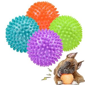 ousiya 4.5”dog balls squeaky dogs toys for medium large dog toys for aggressive chewers spiky ball big outdoor chew dogs toys