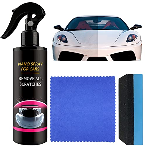 POPOYU Car Scratch Repair Nano Spray Suit, Car Nano Scratch Removal Spray, Protection & Swirl Remover Polish, Fast Repairing Scratch, for All Car Body (120ML)