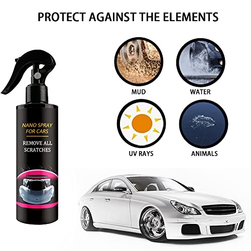 POPOYU Car Scratch Repair Nano Spray Suit, Car Nano Scratch Removal Spray, Protection & Swirl Remover Polish, Fast Repairing Scratch, for All Car Body (120ML)