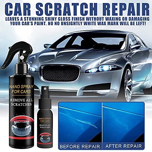 POPOYU Car Scratch Repair Nano Spray Suit, Car Nano Scratch Removal Spray, Protection & Swirl Remover Polish, Fast Repairing Scratch, for All Car Body (120ML)