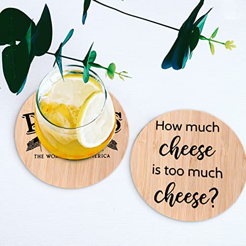 Always Sunny in Philadelphia Bamboo Wood Coasters Set of 6, Funny Coasters with Holder Housewarming Gift Kitchen Decor