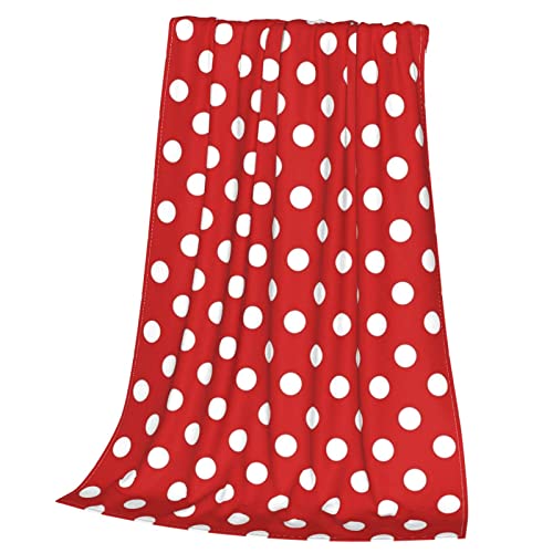 Red and White Polka Dot Throw Blanket Girls Women 50 X 40 Inch Lightweight Flannel Fuzzy Blanket Aesthetic Cozy Soft All Seasons Plush Blanket for Couch Bed Sofa