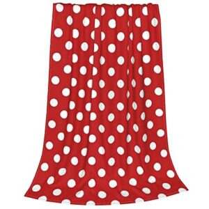 Red and White Polka Dot Throw Blanket Girls Women 50 X 40 Inch Lightweight Flannel Fuzzy Blanket Aesthetic Cozy Soft All Seasons Plush Blanket for Couch Bed Sofa