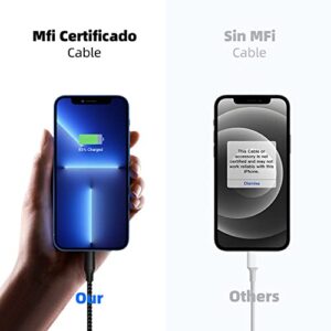 Apple MFi Certified Lightning Cable 3 Pack 10 FT，Nylon Braided iPhone Charger Fast Charging iPhone Charger Cord Super Long Compatible with iPhone 13 12 11 Pro Max XR XS X 8 7 6 Plus SE iPad and More