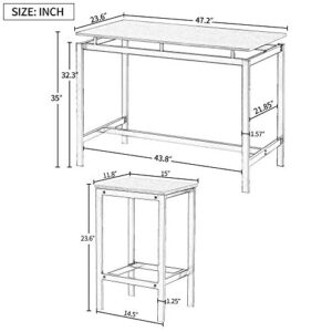 DKLGG 5-Piece Dining Table Set for 4, Modern Kitchen Counter Height Table Set with 4 Stools, Wood Pub Table Bar Table Set, Dining Room Table Set Bar Table and Chairs for Small Space (Brown)