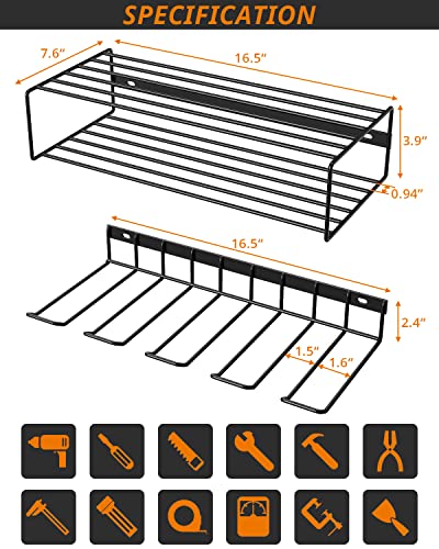 Power Tool Organizer, Garage Tool Organizers and Storage, Wall Mount Style for Power Tool Drill as Heavy Duty Tool Shelf & Tool Rack, Removable Design,Suitable for Garage, Workshop and Warehouse