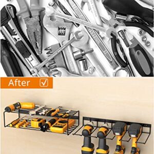 Power Tool Organizer, Garage Tool Organizers and Storage, Wall Mount Style for Power Tool Drill as Heavy Duty Tool Shelf & Tool Rack, Removable Design,Suitable for Garage, Workshop and Warehouse