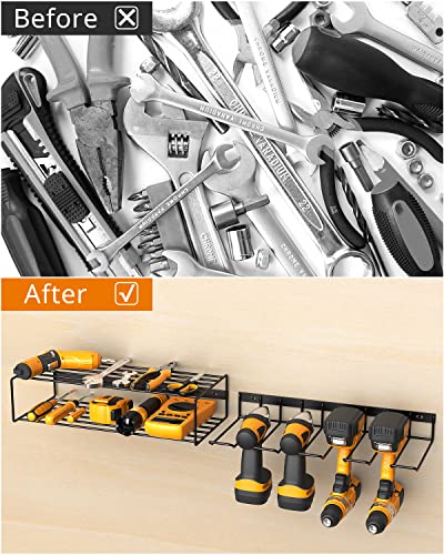 Power Tool Organizer, Garage Tool Organizers and Storage, Wall Mount Style for Power Tool Drill as Heavy Duty Tool Shelf & Tool Rack, Removable Design,Suitable for Garage, Workshop and Warehouse