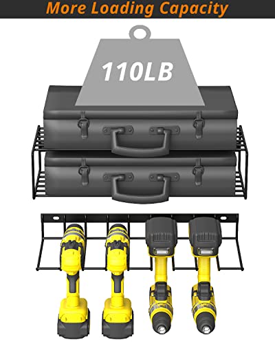 Power Tool Organizer, Garage Tool Organizers and Storage, Wall Mount Style for Power Tool Drill as Heavy Duty Tool Shelf & Tool Rack, Removable Design,Suitable for Garage, Workshop and Warehouse