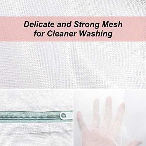 4Pcs Mesh Laundry Bags for Delicates with Premium Colorful Zipper Washing Machine Wash Bags for Underwear,Bra,Shoes, Swimsuit, Dress, T-Shirt,Coat,Hosiery,Travel Storage Bag