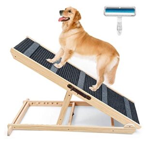 pet ramp, upgrade cat & dog ramp for bed/couch/car with non-slip-5 layer, 6 adjustable height folding pet ramp for small /older dogs up to 200 lbs (upgraded, 41.5" x 14.4")