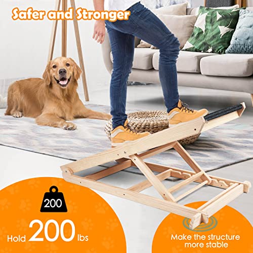 Pet Ramp, Upgrade Cat & Dog Ramp for Bed/Couch/Car with Non-Slip-5 Layer, 6 Adjustable Height Folding Pet Ramp for Small /Older Dogs Up to 200 LBS (Upgraded, 41.5" x 14.4")