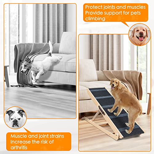 Pet Ramp, Upgrade Cat & Dog Ramp for Bed/Couch/Car with Non-Slip-5 Layer, 6 Adjustable Height Folding Pet Ramp for Small /Older Dogs Up to 200 LBS (Upgraded, 41.5" x 14.4")